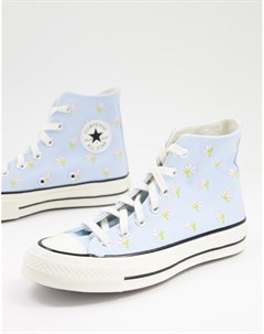 Высокие голубые кроссовки с цветочной вышивкой Chuck 70 Converse