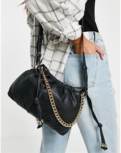 Черная кожаная сумка через плечо с ремешком и цепочкой Urbancode