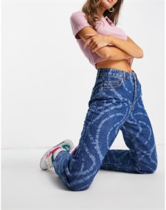 Прямые джинсы среднего оттенка индиго с принтом тай дай Montanna Bolongaro trevor