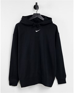 Черный худи oversized с логотипом галочкой Nike