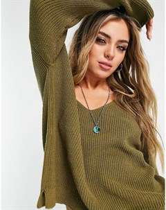 Зеленый пуловер с длинными рукавами и V образным вырезом Brynn Life Only