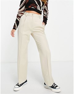 Светло бежевые свободные брюки мужского винтажного кроя с завышенной талией Miss selfridge