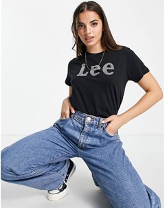 Черная футболка с логотипом спереди Lee jeans
