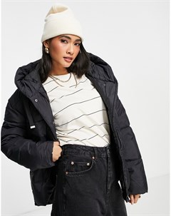 Черное утепленное пальто с капюшоном Vero moda