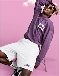 Фиолетовая oversized футболка с принтом на груди и логотипом на спине ASOS Actual Athleisure Asos design