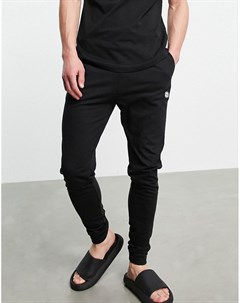 Черные брюки для дома с манжетами и красным поясом от комплекта Le breve
