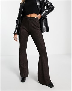 Расклешенные брюки со швами спереди из трикотажа с блестками от комплекта Fashion union
