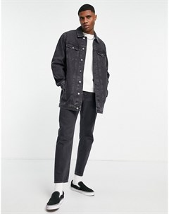 Удлиненная джинсовая куртка в стиле 70 х выбеленного черного цвета Asos design