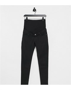 Черные облегающие джинсы с накладкой поверх животика Jamie Topshop maternity