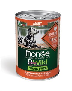 Консервы Dog BWild Grain Free Adult консервы из индейки с тыквой и кабачками для собак всех пород 40 Monge