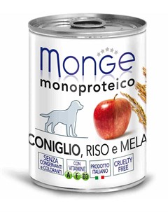 Консервы Dog Monoprotein Fruits паштет с рисом для собак 400 г 400 г Кролик с рисом и яблоками Monge