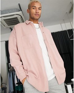 Пыльно розовая рубашка из ткани с добавлением шерсти Asos design