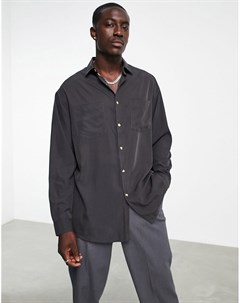Oversized рубашка из черного выбеленного модала Asos design