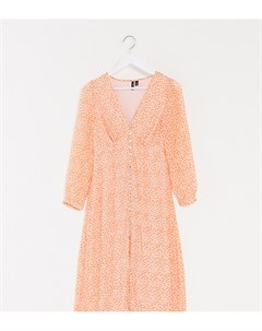 Оранжевое чайное платье с цветочным принтом и пуговицами Vero moda tall