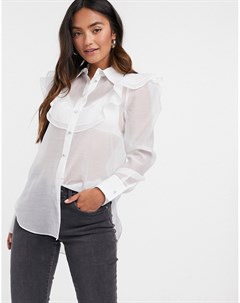Белая сетчатая рубашка с оборками River island