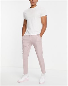 Розовые зауженные брюки джоггеры в строгом стиле Topman