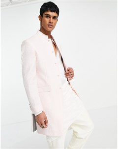 Розовый длинный пиджак шервани узкого кроя с воротником стойкой Wedding Sherwani Asos design