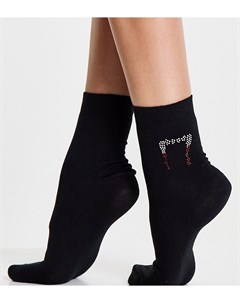 Черные носки до щиколотки с принтом зубов вампира Asos design