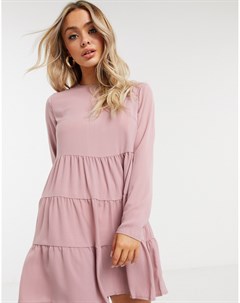 Розовое свободное платье с длинными рукавами Missguided