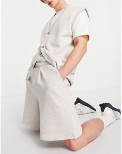 Бежевые меланжевые oversized шорты в строгом стиле из трикотажа от комплекта Asos design