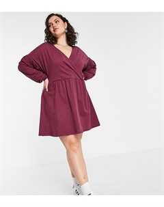 Платье с присборенной юбкой длинными рукавами и запахом ASOS DESIGN Curve Asos curve