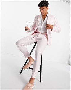 Cупероблегающие брюки из хлопка и льна пастельно розового цвета Asos design
