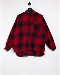 Куртка рубашка в стиле oversized в клетку красного и черного цвета Asos design