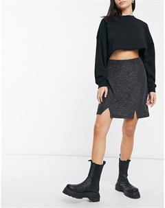 Мини юбка в стиле 90 х из блестящего материала с разрезами от комплекта Wednesday's girl