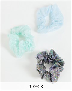 Набор из 3 переливающихся резинок для волос зеленых оттенков Designb london