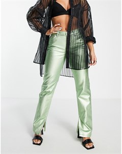 Зеленые прямые джинсы в стиле 90 х с классической талией и эффектом металлик Asos design