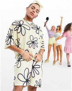 Трикотажные oversized шорты с цветочным принтом от комплекта Asos design