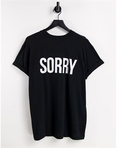 Oversized футболка с принтом Sorry на спине Night addict
