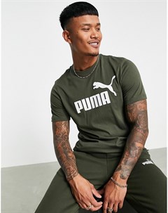 Футболка цвета хаки с большим логотипом Essentials Puma