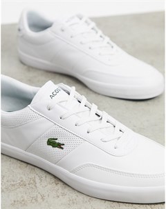 Белые кожаные кроссовки с полосками Lacoste