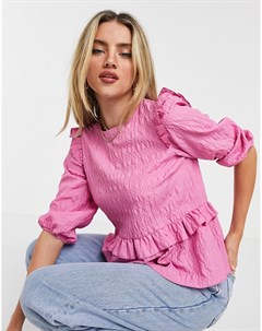 Светло розовая блузка с баской New look