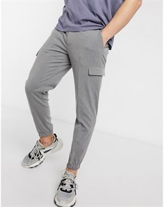 Серые строгие брюки скинни с карманами карго Asos design