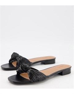 Черные сандалии мюли для широкой стопы с узлом Freddie Asos design