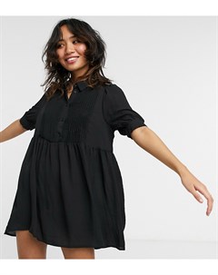 Черное платье рубашка в стиле babydoll с пышными рукавами Vero moda petite