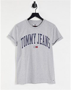 Серая футболка с логотипом в университетском стиле Tommy jeans