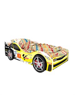 Кровать машина карлсон лондон с объемными колесами желтый 85x50x170 см Magic cars
