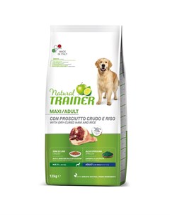 Natural Maxi корм для собак крупных пород с сыровяленой ветчиной и рисом Trainer