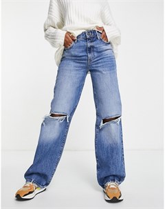 Синие выбеленные джинсы с разрывами на коленях в винтажном стиле River island