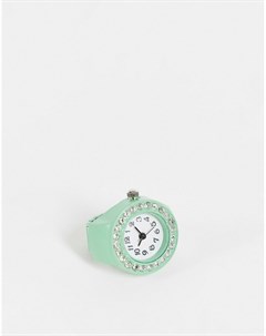 Мятно зеленые часы кольцо со стразами Designb london