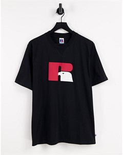 Черная футболка с большим логотипом Jerry Russell athletic