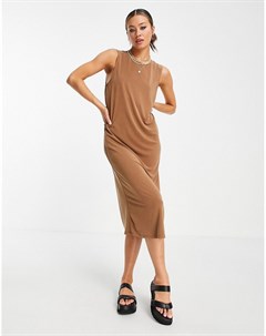 Платье миди коричневого цвета без рукавов Object