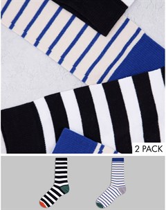 Набор из 2 пар разноцветных носков до щиколотки в полоску Asos design