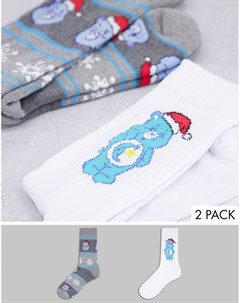 Набор из 2 пар новогодних носков с Заботливыми мишками Asos design