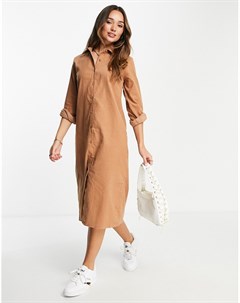 Вельветовое платье рубашка миди в стиле oversized серо бежевого цвета Urban threads