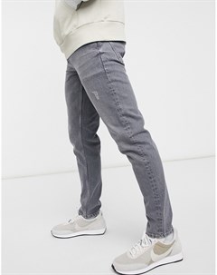 Серые узкие джинсы с потертостями Asos design