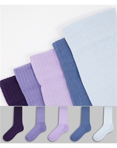 Набор из 5 пар спортивных носков фиолетовых меланжевых оттенков Asos design